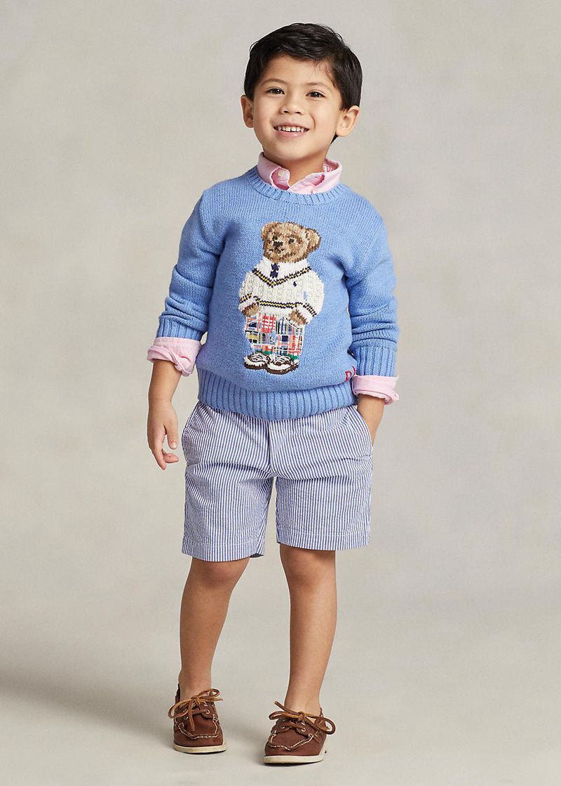 Shorts Polo Ralph Lauren Niño 1.5-6 Años Stretch Cotton Seersucker Chile Azules LTKHX-6798